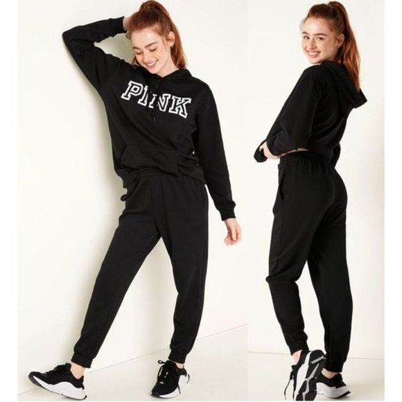 Victoria's Secret PINK Women's Black High Waist Full Length Campus Jogger XL NWT - Picture 2 of 15